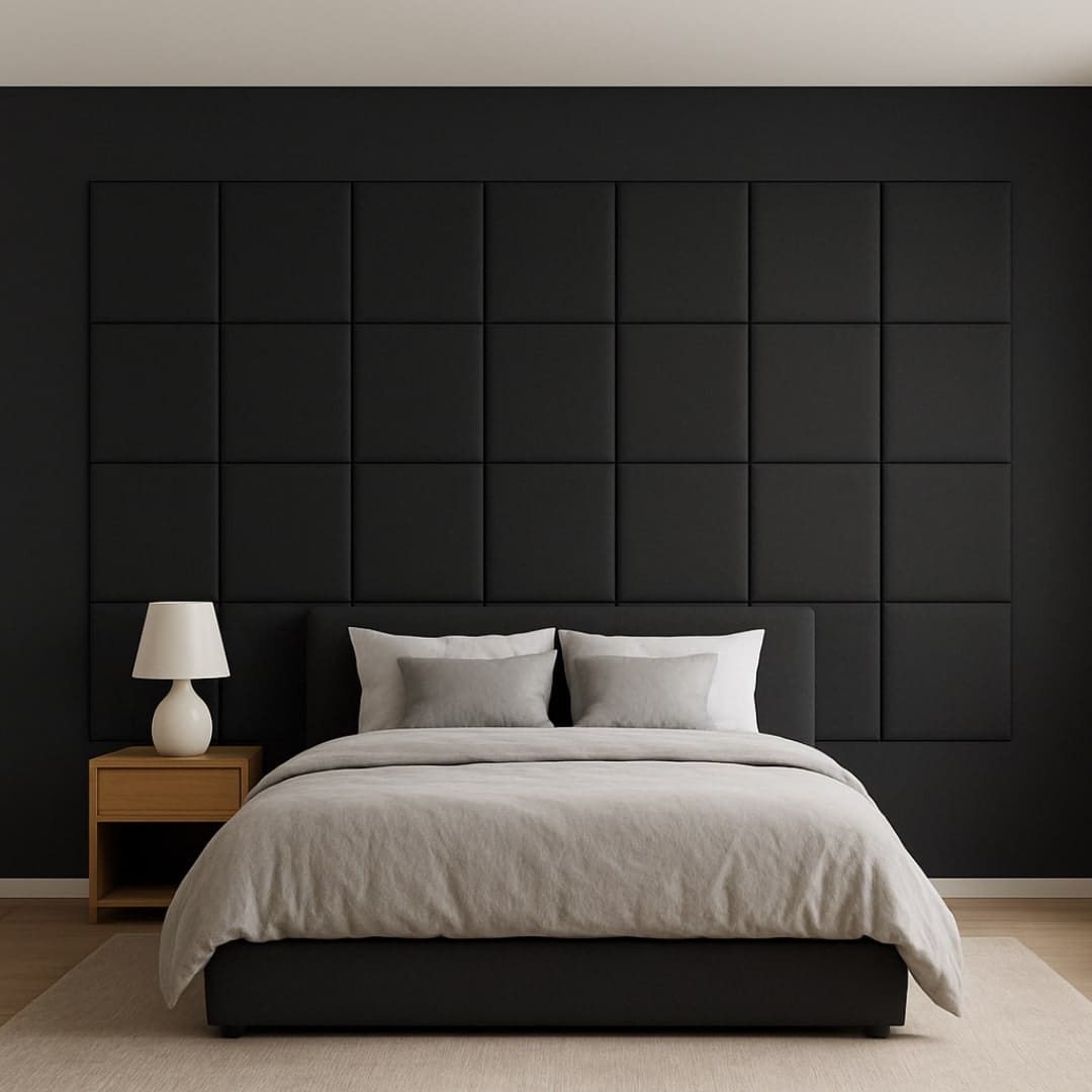 Stunning final result of installed wall panels in a bedroom
